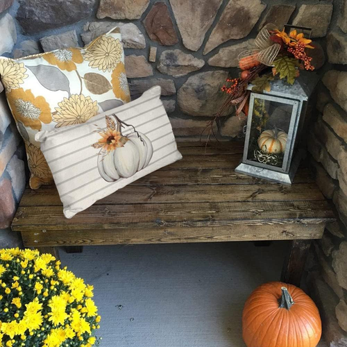 Fall Throw Lumbar Pillow Cover 12X20 Decorative Pumpkin Decorations Thanksgiving - Picture 3 of 7