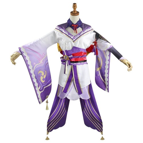 Game Genshin Impact Raiden Shogun Cosplay Costume Halloween Girls Women's Dress - Picture 17 of 29