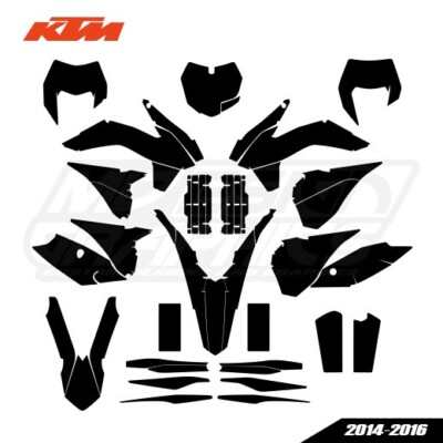 Graphics template KTM All Models EXC 2014-2016 Vector AI. PDF. ( escala 1:1)