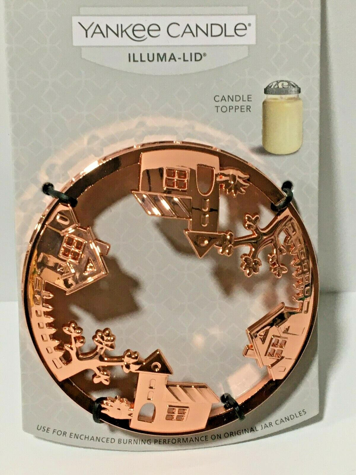 NEW YANKEE CANDLE ILLUMA LID ROSE GOLD VILLAGE HOUSES FREE SHIP eBay