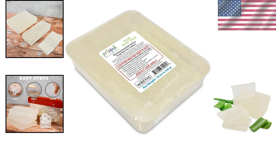 Base de jabón vegano de aloe vera de 10 lb - Solución hidratante para derretir y verter manualidades Foto 2 de 4
