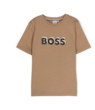 Boss Boys Barley Brown cotton logo tshirt size 12 14 16