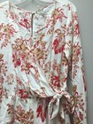 En Crème V-Neck Floral Full leeves Romper M Shorts Jumpsuit One Piece Faux Wrap — photo 3