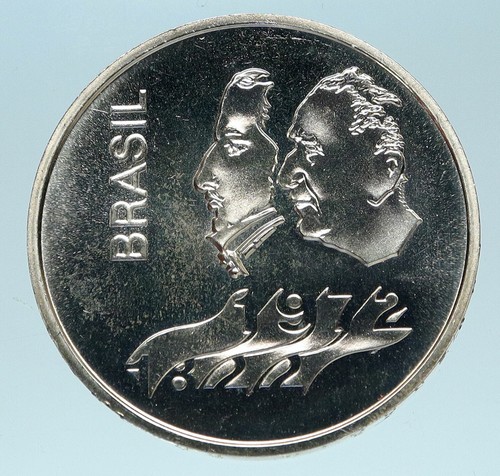 1972 BRAZIL w Pedro I and General Emelio Antique Silver 20 Cruzeiros Coin i83491 - 第 1/3 張圖片