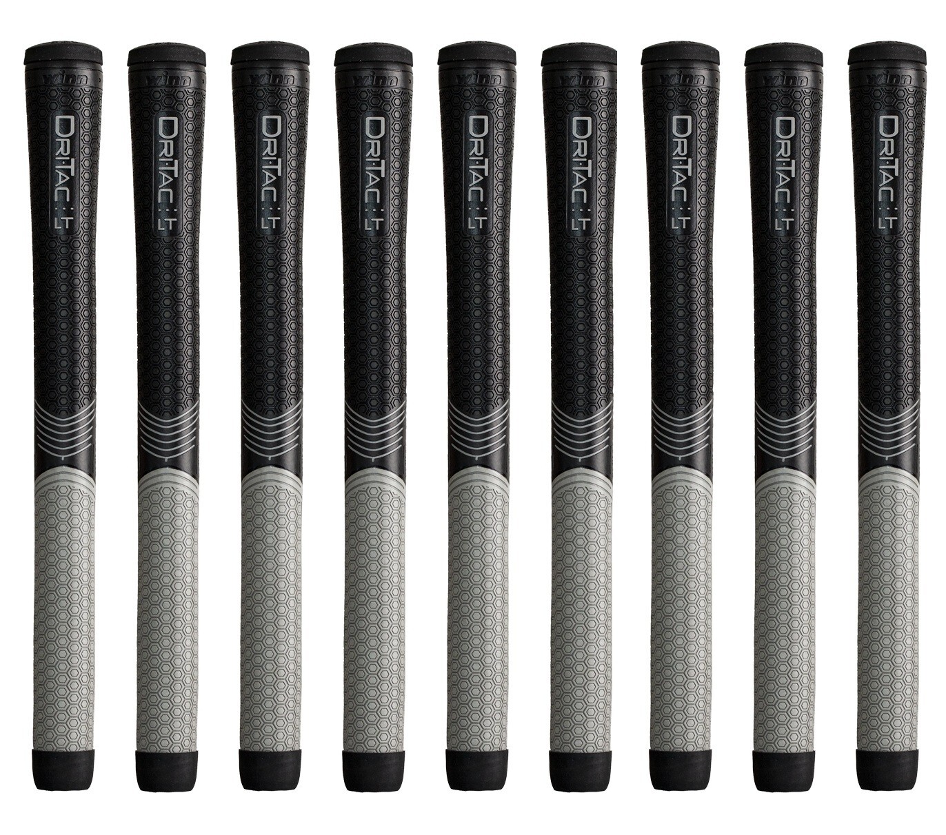 Set of 9 Winn Dritac LT (less Taper) Golf Grip Midsize 6LTDTBKG