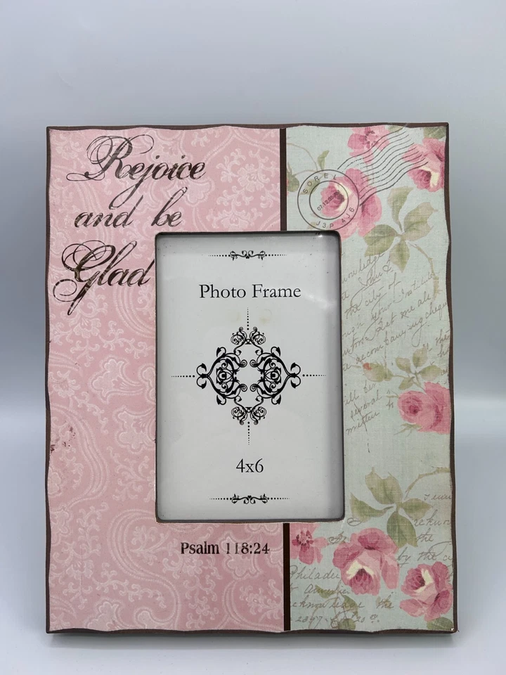 Marco de fotos Salmo 118:24 4" x 6" rosa floral regocíjate y alégrate Foto 2 de 4