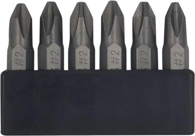 6Pcs 35mm JIS Screwdriver Bit Set with Magnetic Tip, #1x2 #2x2 #3x2, Grey 