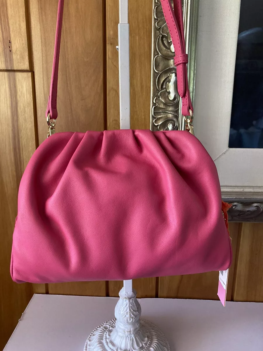 New LDT Lily Hot Pink Leather Crossbody Handbag Adjustable Strap