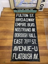 NYC BUS TROLLEY ROLL SIGN BROOKLYN FULTON BROADWAY NOSTRAND FLATBUSH AVE EMPIRE