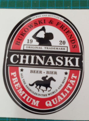 Chinaski Beer Bukowski Writer Author Vinyl Decal Sticker for Car 10cm