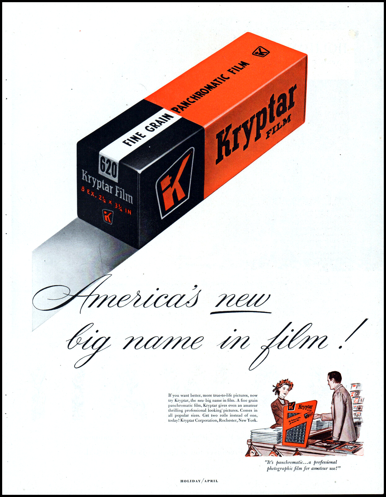 1948 Kryptar Camera Film Photography new photo film vintage print ad