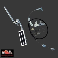 Polished Aluminum Throttle Gas Pedal Assembly Cable Bracket Universal Street Rod