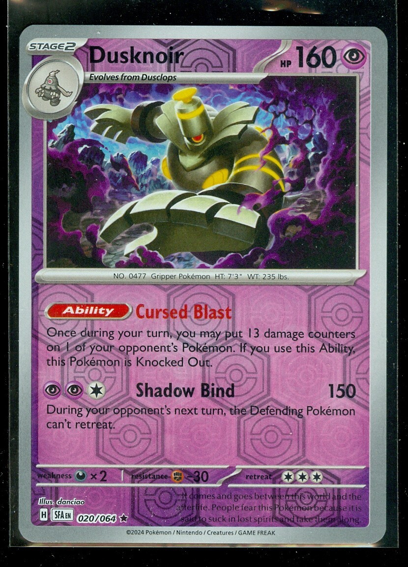 Pokemon DUSKNOIR 020/064 - Shrouded Fable - RARE Rev Holo - - MINT
