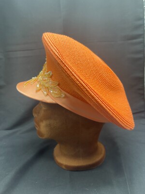 Vintage Peach Whittall and Shon Straw Woven Adjustable Hat  display picture 1