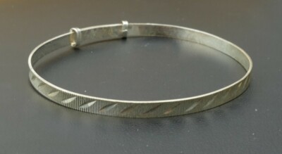 Verstellbarer Kinder Armreif/Armband Diamantschliff Silber 