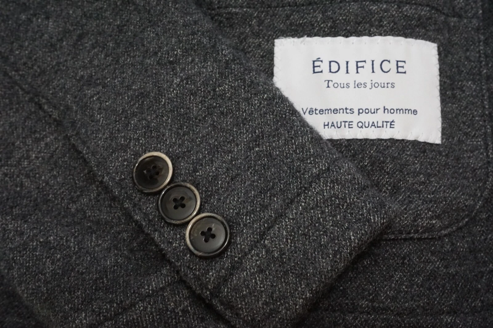 Edifice Tous Les Jours Vetements Grigio Bordo Grezzo Misto Lana Sport Coat Sz 34