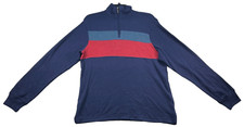 Club Room Sweater Mens size Small Navy Blue Red Striped Long Sleeve 1/4 Zip New