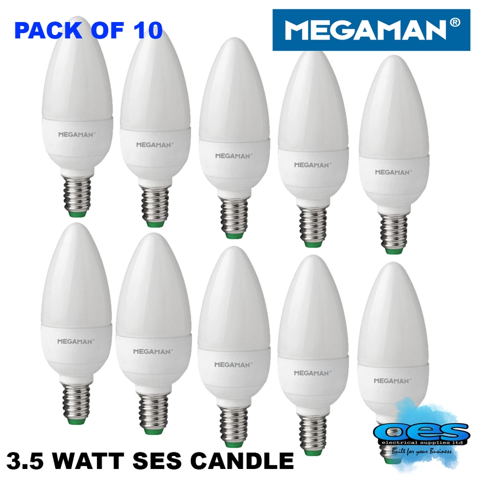 MEGAMAN 143300 (10 PACK) 3.5Watt SES Candle LED 250Lumen Warm White Non-Dimmable
