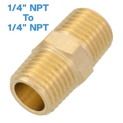 BRASS THREAD ADAPTER Brass 1/4" Male To 1/4" Male NPT Adapter Pipe Fitting Threaded Connector Coupler