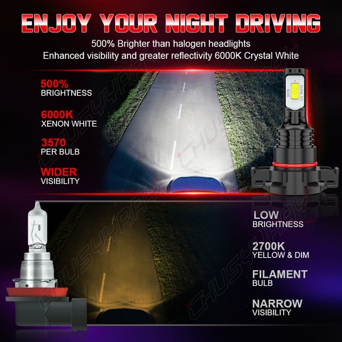 For Chrysler Sebring 2010 6X LED Headlight High/Low Fog Light Bulbs Kit - Picture 18 of 22