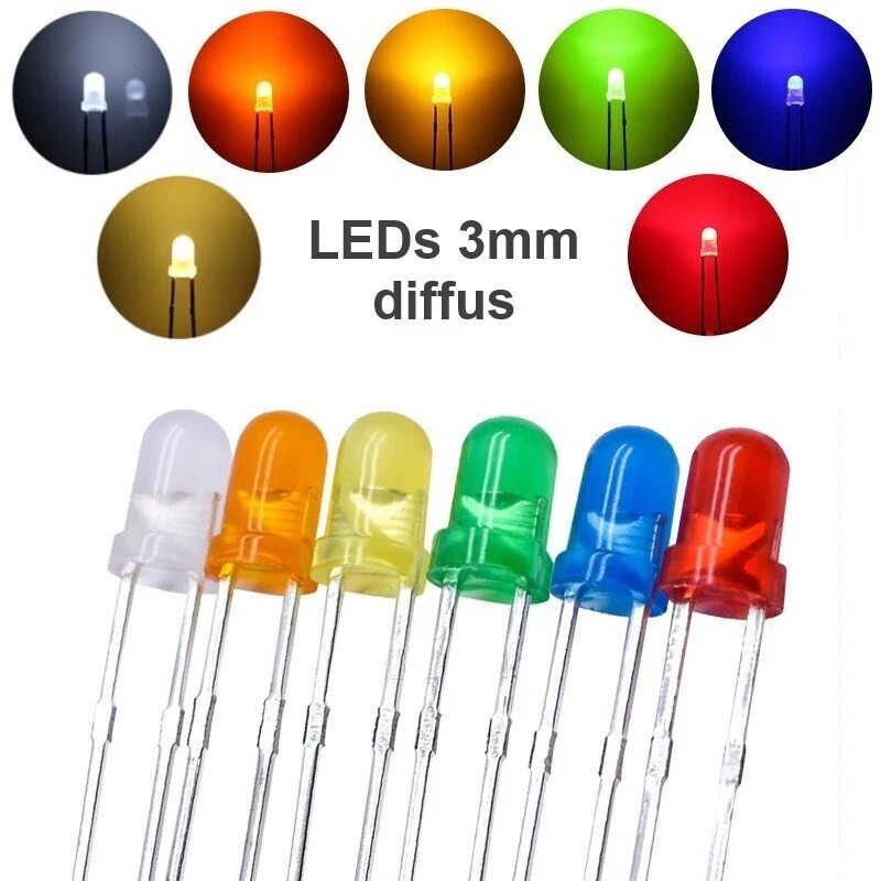 LED 3mm 5mm rund diffus farbig klar 10 20 50 100 Stück Set Sortiment zur Auswahl - Bild 2 von 4