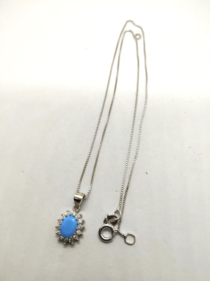 collana donna argento 925 con pendente kate pietra azzurra angelite - Immagine 3 di 4