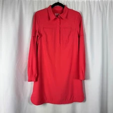 Reel Legends Pink Fishing Dress Outdoor Athleisure Button Tab Long Sleeve PM