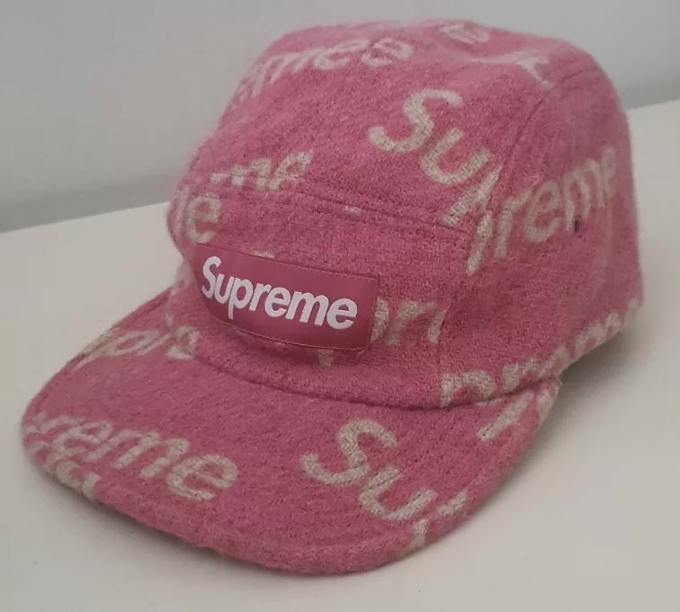 FW18 Supreme Harris Tweed camp cap pink wool hat box logo | eBay