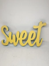 Home Decor Wooden Block Words Freestanding/Hanging - Sweet (Yellow)