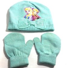 Disney Frozen Toddler Hat and Mitten Set Green with Sparkles Size OS Toddler
