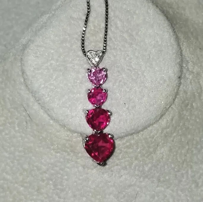 kay jewelers Sterling Silver Pink lab created Sapphire heart