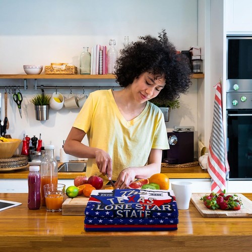 6 Stück Texas State Küchentuch Patriotic Star Saugfähig Handtücher Unabhängig - Bild 2 von 3