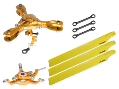 Microheli CNC Triple Yellow Plastic Blades Conversion set(GOLD)BLADE 230S/230SV2