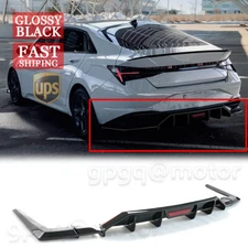 For Hyundai Elantra 2021-23 Gloss Black KDM Style Shark Fin Rear Diffuser W/ LED