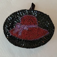 Red Hat Society Sequin Change Purse Zip Closure