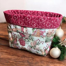 Christmas Gingerbread - Fabric Storage Basket - 100% Cotton