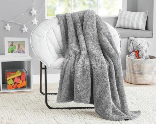 Your Zone Soft, Gray, Oversized, Fuzzy Throw Blanket for Kids, 72 x 50 inches