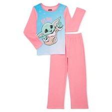 Star Wars The Mandalorian Baby Yoda Girls Top  Pants Pajama Set Pink Size 6/6x