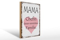 Holzschild Spruch 30X40 Cm Mama Chefin VerrüCkter Familie Deko Schild