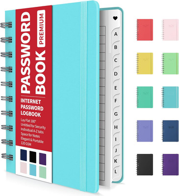 Password Book with Individual Alphabetical Tabs, 4''X5.5'' Small Password Notebook