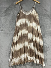 Millibon U.S.A Boho Hippie Tie Dye Spaghetti Braid Strap Brown Tan Dress Sz S