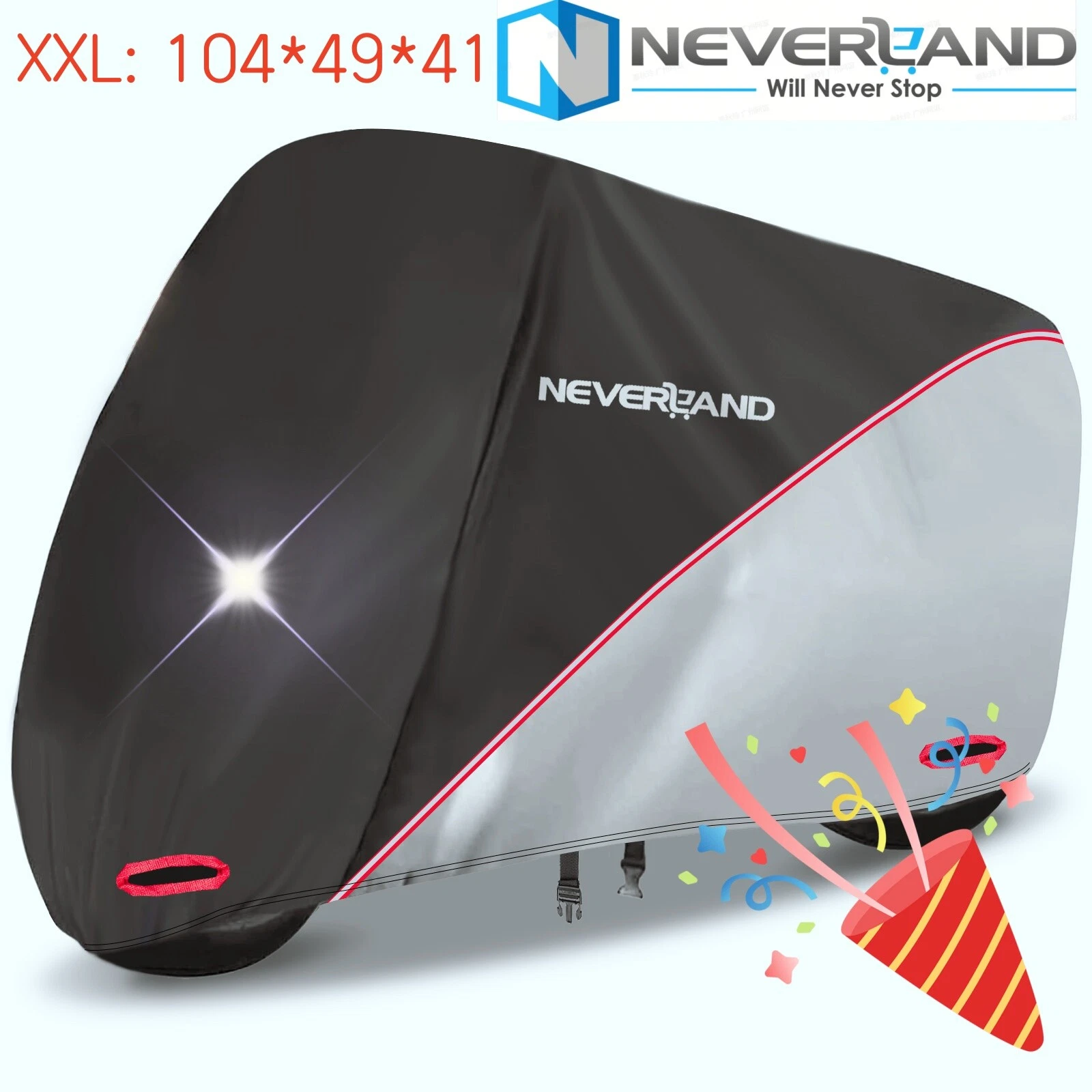 NEVERLAND Motorbike Cover Waterproof Rain Dust Sun UV Outdoor Storage 190T 1 Set
