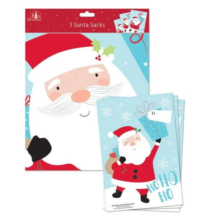Christmas Santa Sacks - Pack of 3 - 75 x 50cm