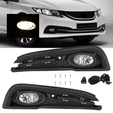 For 2013-2015 Honda Civic 4Dr Sedan Pair Front Fog Light Lamps w/Switch + Wiring