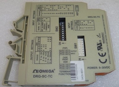 OMEGA DRG-SC-TC, DIN Rail-Mounted Thermocouple & Signal Conditioner,9-30V DC