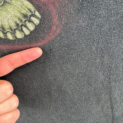 Vintage Y2K Skull Shirt Mens 3XL Faded Black Mall Goth Y2K Short Sleeve Tee - Picture 10 of 21