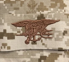 US Navy Special Warfare Badge Desert Sew-On NWU Type II SEAL Trident USN