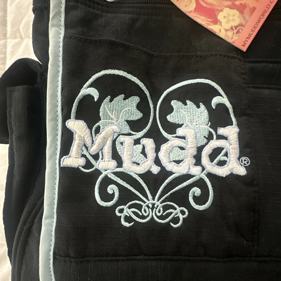 MUDD Bolso Mensajero Retro Y2K Negro Bordado Cartera Laptop Estuche Grunge Viaje Foto 3 de 4