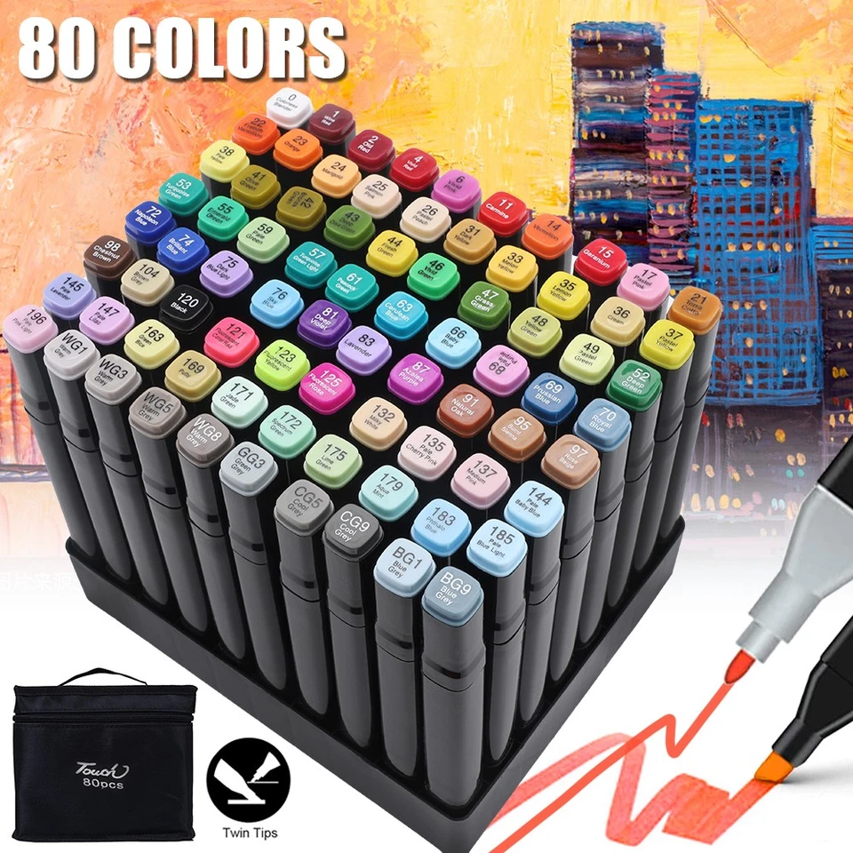80 Farbe Acrylstifte Marker Set Permanent Pen Für DIY Graffiti Sketch Dual Pen - Bild 2 von 4