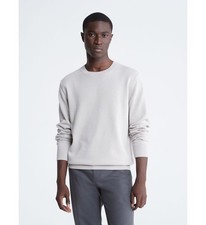 Calvin Klein Mens Smooth Cotton Monogram Logo Sweater in Porpoise XL